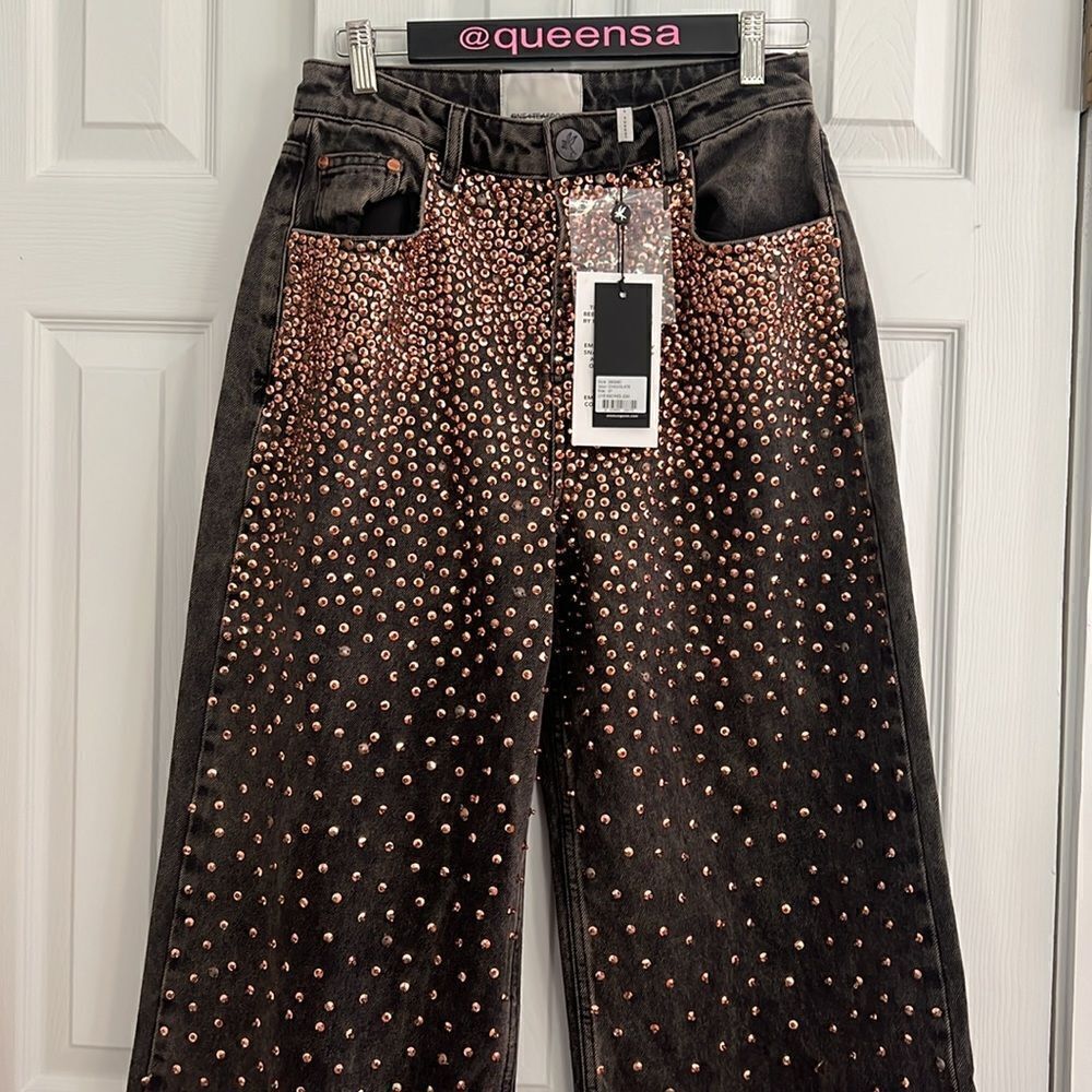 One Teaspoon x Free People Love Machine Wide Leg Embellished Jeans - Copper - Picture 5 of 14